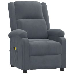 vidaXL Massagestoel elektrisch fluweel donkergrijs