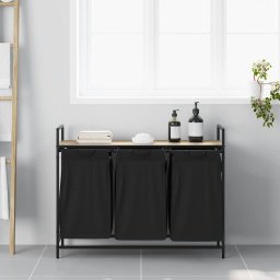 vidaXL Wasmand 3 vakken met plank sonoma eikenkleurig