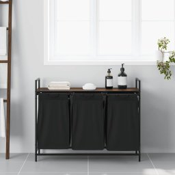 vidaXL Wasmand 3 vakken met plank bruin eikenkleurig