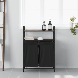 vidaXL Wasmand 2 vakken met planken bruin eikenkleurig