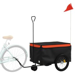vidaXL Fietstrailer 30 kg ijzer zwart en oranje