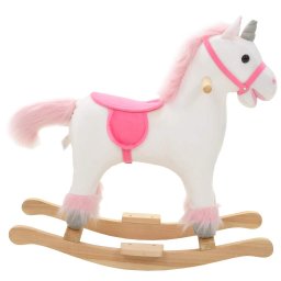 vidaXL Hobbeldier eenhoorn 65x32x58 cm pluche wit en roze