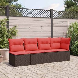 vidaXL | Tuin Sofa | met kussen Bruin 227 x 62 x 69 cm poly rattan