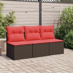 vidaXL | Tuin Sofa | met kussen Bruin 165 x 62 x 69 cm Poly rattan