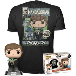 Funko Pop #482 Star Wars - POP! & Tee Box The Mandalorian Luke & Child Verzamelfiguur & Tshirt Set -