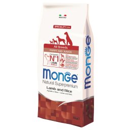 2x12kg Lam & Rijst Superpemium Alle rassen Puppy Junior Monge