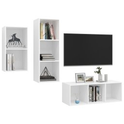 vidaXL 3-delige Tv-meubelset bewerkt hout wit
