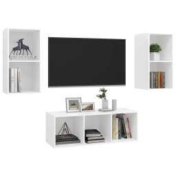 vidaXL 3-delige Tv-meubelset bewerkt hout wit