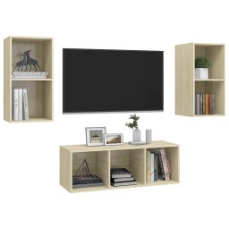 vidaXL 3-delige Tv-meubelset bewerkt hout sonoma eikenkleurig