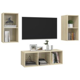 vidaXL 3-delige Tv-meubelset spaanplaat sonoma eikenkleurig