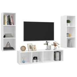 vidaXL 3-delige Tv-meubelset bewerkt hout wit