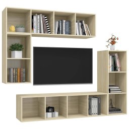 vidaXL 4-delige Tv-meubelset bewerkt hout sonoma eikenkleurig