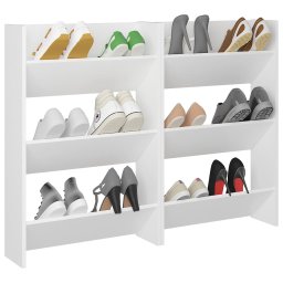 vidaXL Wandschoenenkasten 2 st 60x18x90 cm spaanplaat wit