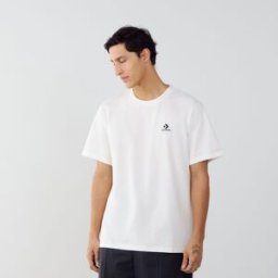 Converse Tee Shirt Star Chevron Embroidered Wit/zwart Heren l