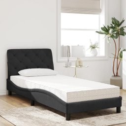 vidaXL Bed met matras fluweel zwart 80x200 cm