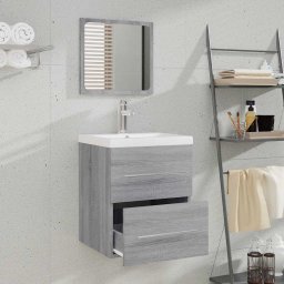 vidaXL Badkamerkast met spiegel 41x38,5x48 grijs sonoma eikenkleurig