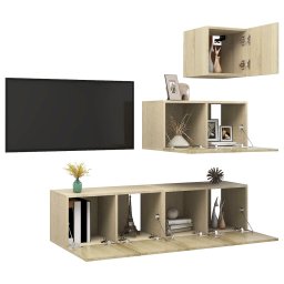 vidaXL 4-delige Tv-meubelset bewerkt hout sonoma eikenkleurig