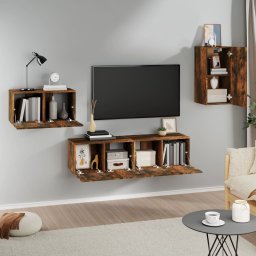 vidaXL 4-delige Tv-meubelset bewerkt hout gerookt eikenkleurig