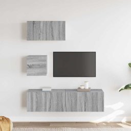 vidaXL 4-delige Tv-meubelset bewerkt hout grijs sonoma eikenkleurig
