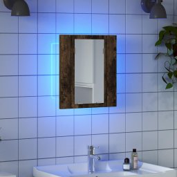 vidaXL Badkamerspiegelkast LED 40x12x45 cm bewerkt hout gerookt eiken