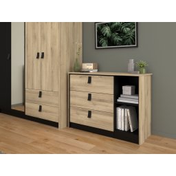 Commode KYAN 3 lades 2 vakken krönberg eik/zwart
