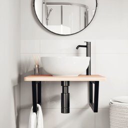 vidaXL Badkamer wandschap staal en massief beukenhout