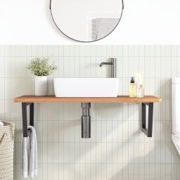 vidaXL Badkamer wandschap staal en massief beukenhout