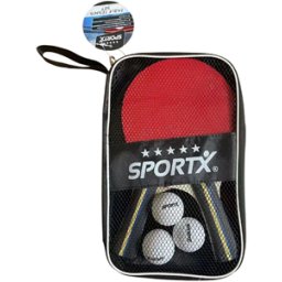 SportX - Tafeltennisset met 3 Tafeltennisballen in Tafeltennistas (5 ster)