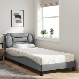 vidaXL Bed met matras "Hvar" stof lichtgrijs 80x200 cm