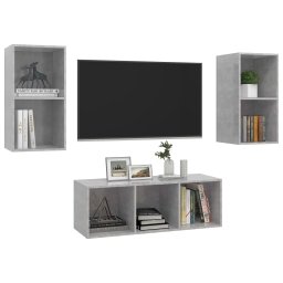 vidaXL 3-delige Tv-meubelset spaanplaat betongrijs