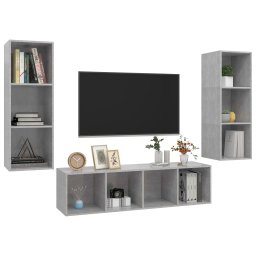 vidaXL 3-delige Tv-meubelset spaanplaat betongrijs