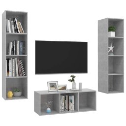 vidaXL 3-delige Tv-meubelset bewerkt hout betongrijs