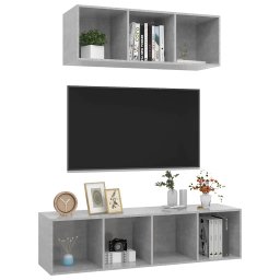 vidaXL 2-delige Tv-meubelset bewerkt hout betongrijs