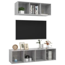 vidaXL 2-delige Tv-meubelset spaanplaat betongrijs