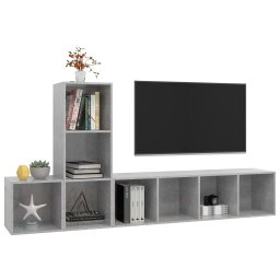 vidaXL 3-delige Tv-meubelset bewerkt hout betongrijs