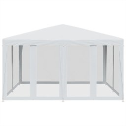 vidaXL Partytent met 8 mesh zijwanden 4x4 m HDPE wit