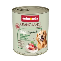 6x800g animonda GranCarno Adult Superfoods Kip + Spinazie, Frambozen en Pompoenpitten Honden Natvoer