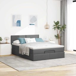 vidaXL Bed met matras 140x200 cm stof donkergrijs