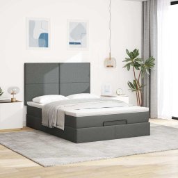 vidaXL Ottoman bed met matras 140x190cm stof donkergrijs