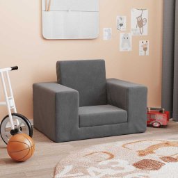 vidaXL Kinderslaapbank zacht pluche antracietkleurig