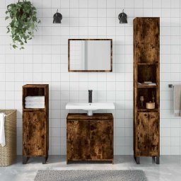 vidaXL 2-delige Badkamermeubelset bewerkt hout gerookt eikenkleurig
