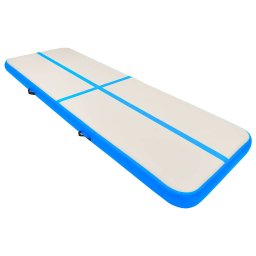 vidaXL Gymnastiekmat met pomp opblaasbaar 400x100x15 cm PVC blauw