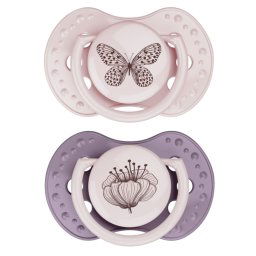 Difrax LOVI Dynamic Pacifier 6-18 Months Botanic Pink Purple - Fopspeen