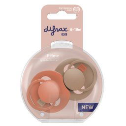 Difrax LOVI Prime Pacifier 6-18 Months - Granola/Orange