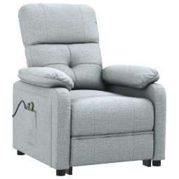 vidaXL Massagestoel elektrisch stof lichtgrijs
