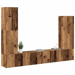 vidaXL 4-delig Tv-meubelset wandmontage bewerkt hout oud houtkleurig