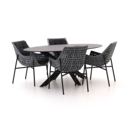 + 15% kassakorting | Manifesto Novara/Furato ellips 200cm dining tuinset 5-delig - Laagste prijsgarantie!