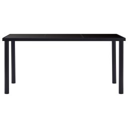 vidaXL Eettafel 160x80x75 cm gehard glas zwart