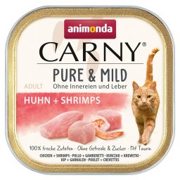 Voordeelpakket: 64 x 100 g animonda Carny Adult Puur & Mild kip + garnalen nat kattenvoer