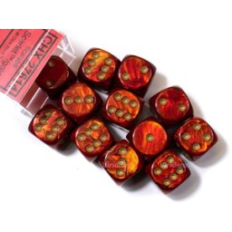 Dice Set - Scarab 16mm - Red-Gold D6 (12 Stuks)